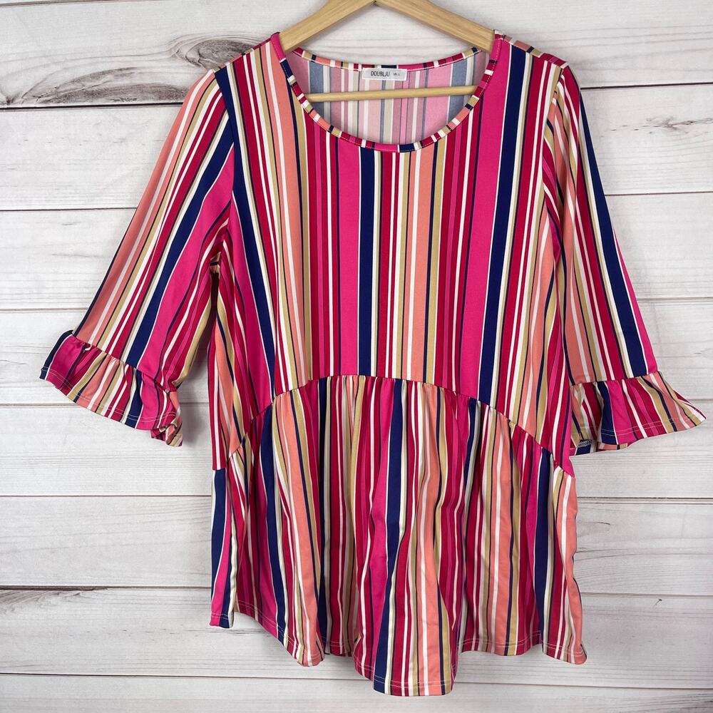 Women's Multi Color Striped Blouse Size Large